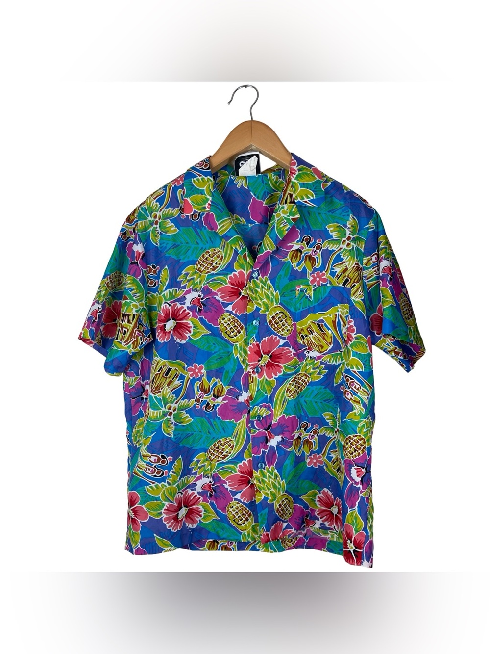 Hilo Hattie Hawaiian Hula Girls Vibrant Floral Tropical Button Up Shirt Men’s XL
